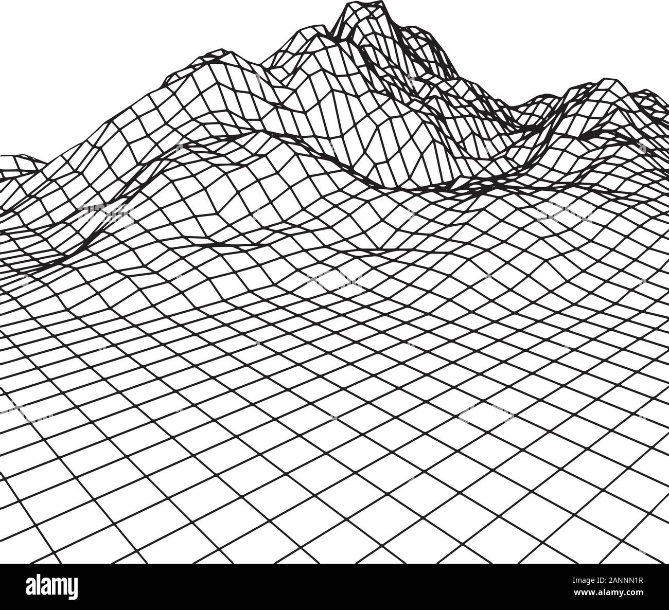 Futuristic grid rocks in black and white, retro hipster background template. Stock Vector