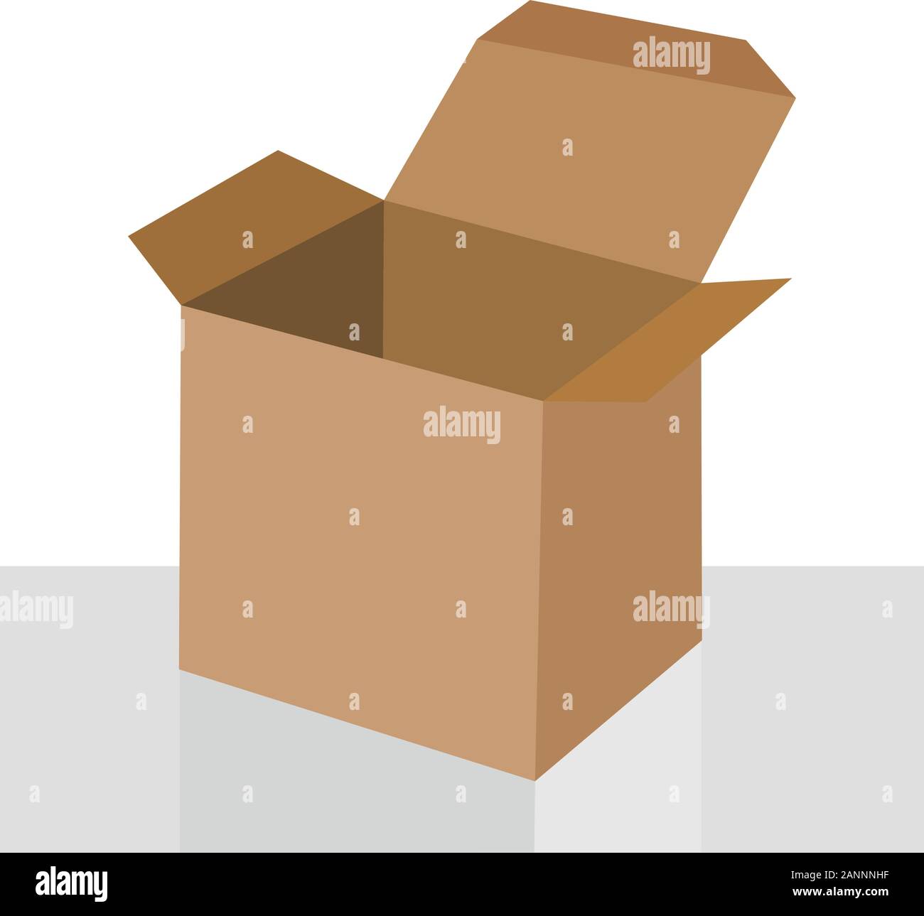 Open cardboard box isolated on white background, vector illustration Stock Vector