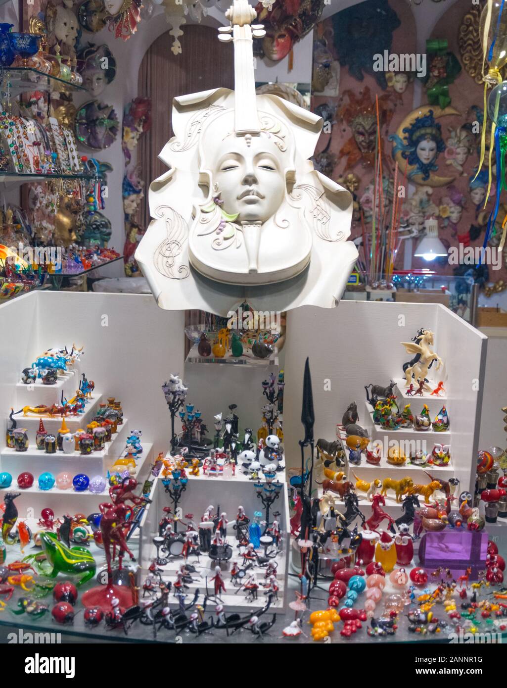 Venice, Italy OCT 01, 2018 Showcase souvenir shop in Venice, Italy