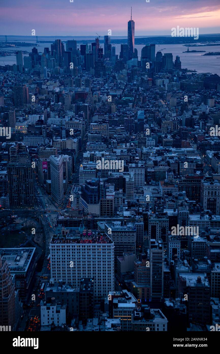 New York City skyline at dusk Stock Photo - Alamy