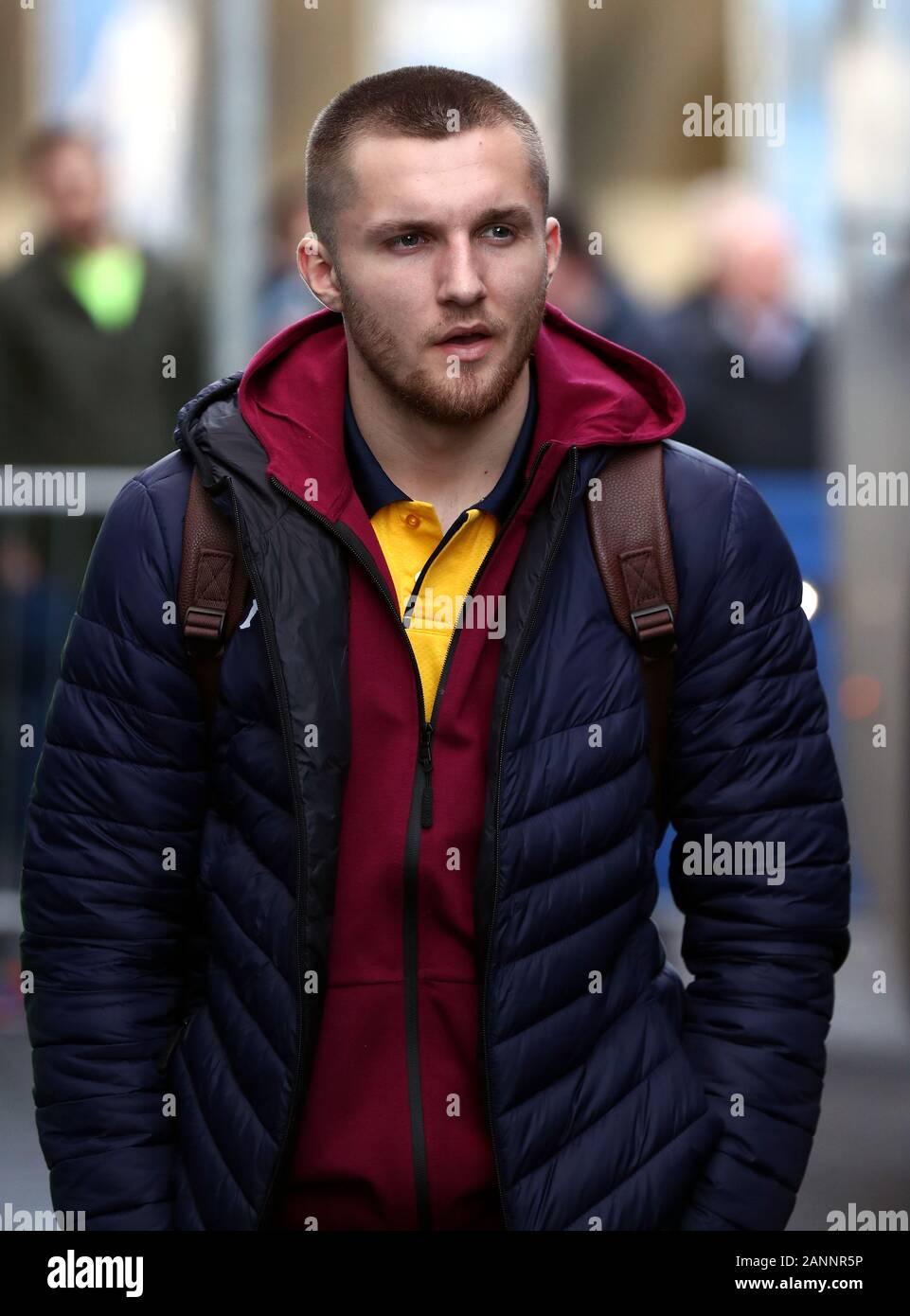 Aston Villa’s Indiana Vassilev arrives for the Premier League match at