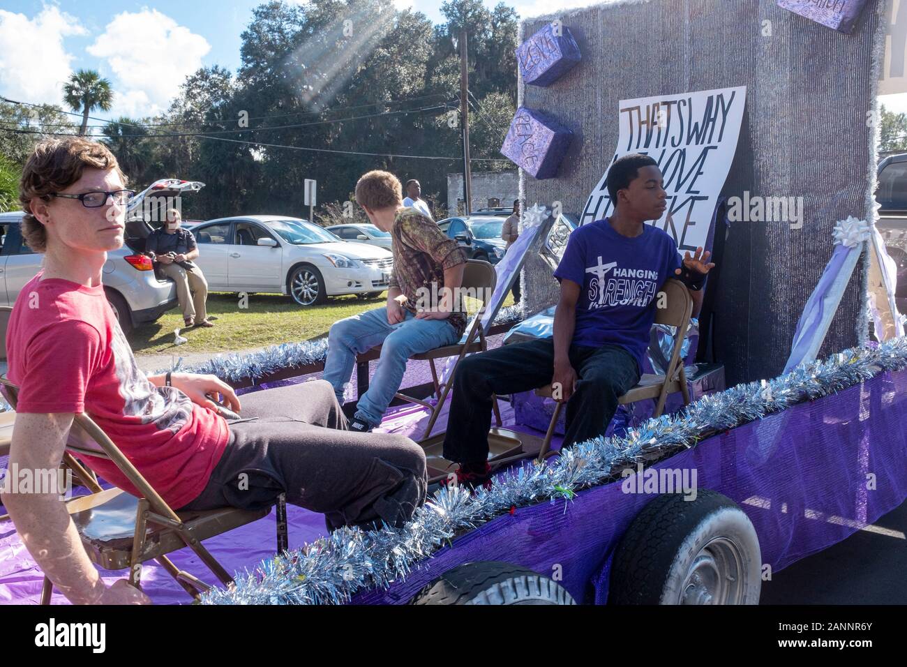 Small town Christmas parade. Hastings, Florida USA Stock Photo