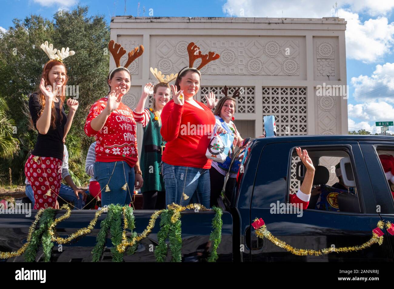Small town Christmas parade. Hastings, Florida USA Stock Photo