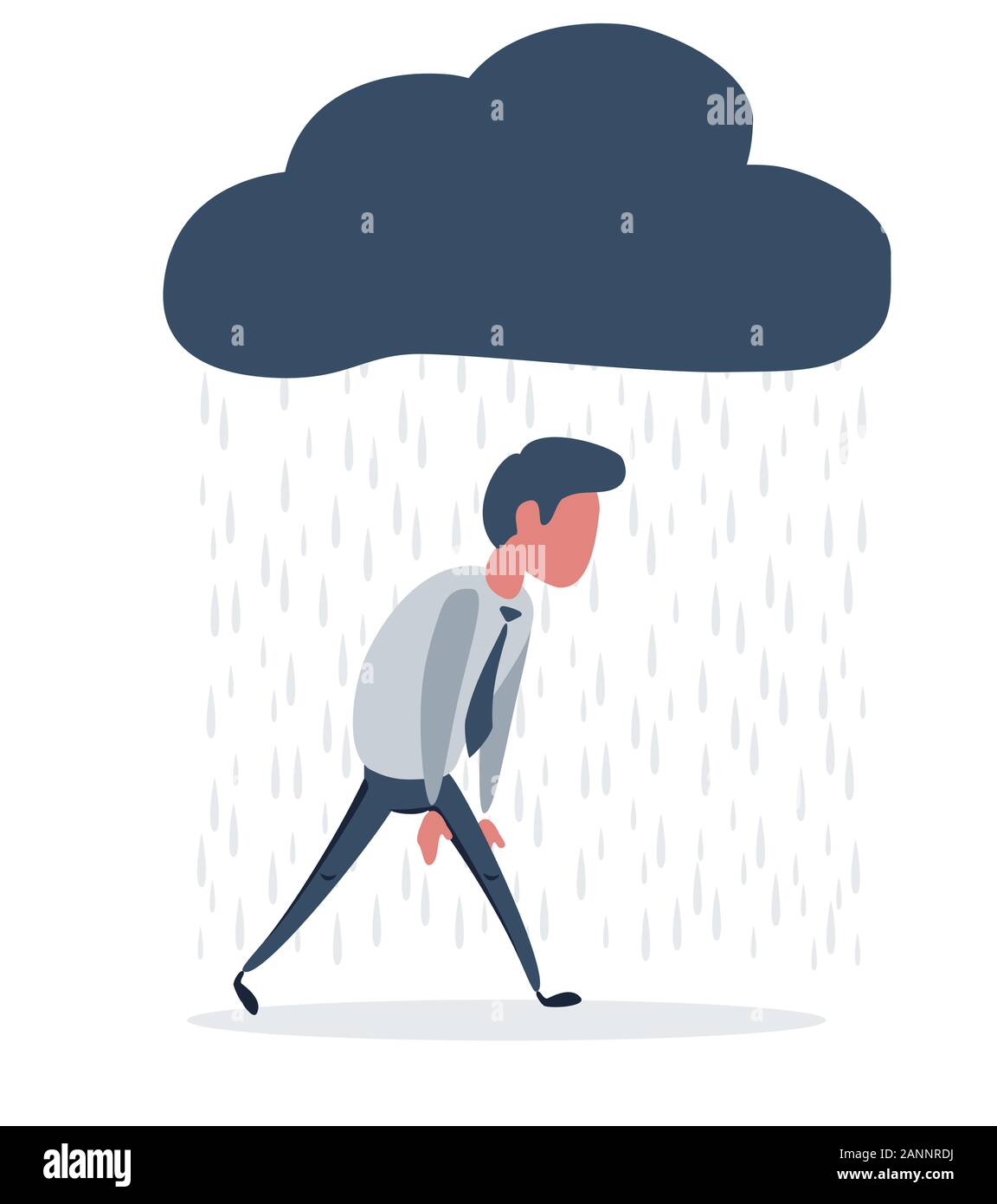 depressed man walking with a cloud of rain over his head Stock Vector Image  & Art - Alamy