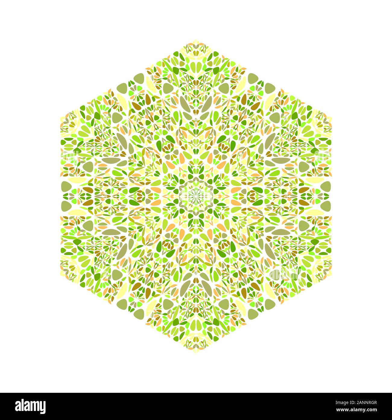 Ornate floral hexagon polygon - ornamental hexagonal colorful vector element Stock Vector