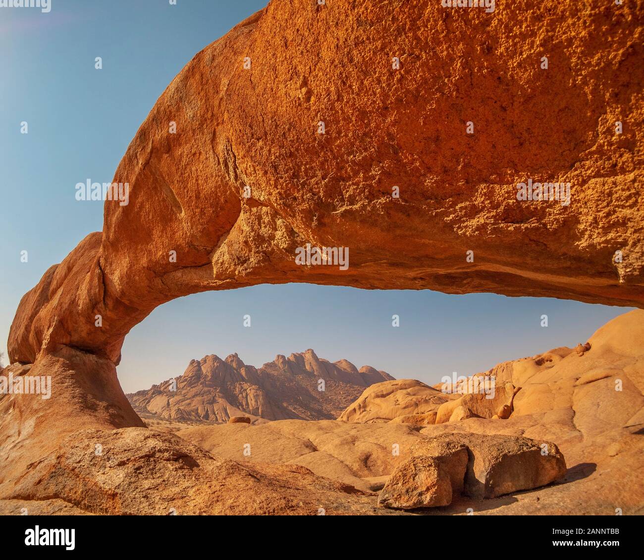 Rock arch in the Spitzkoppe National Park in Namibia, Africa.  Stock Photo