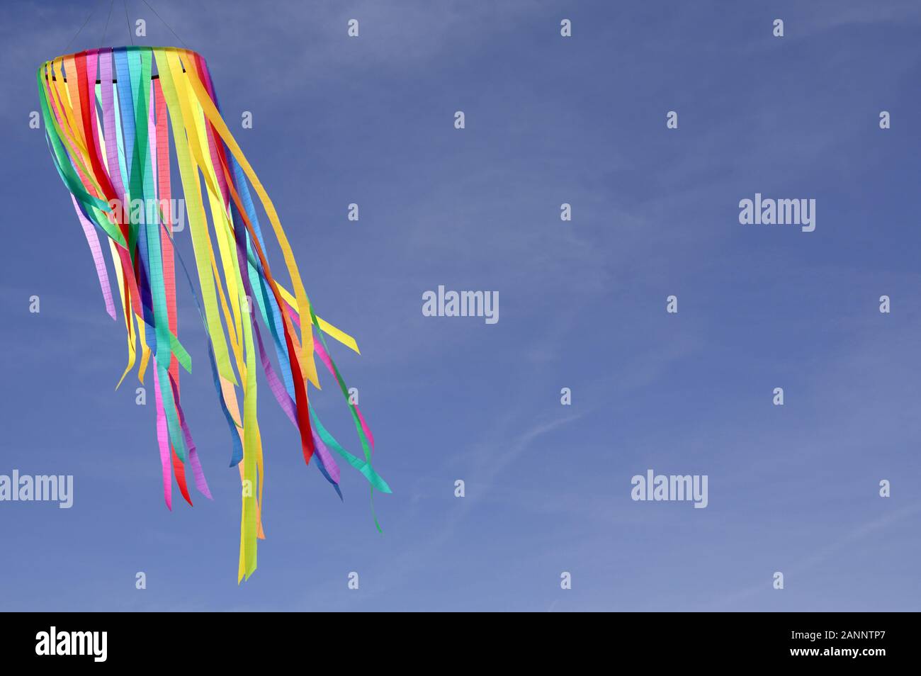Colorful wind chimes are blowing around Stock Photo