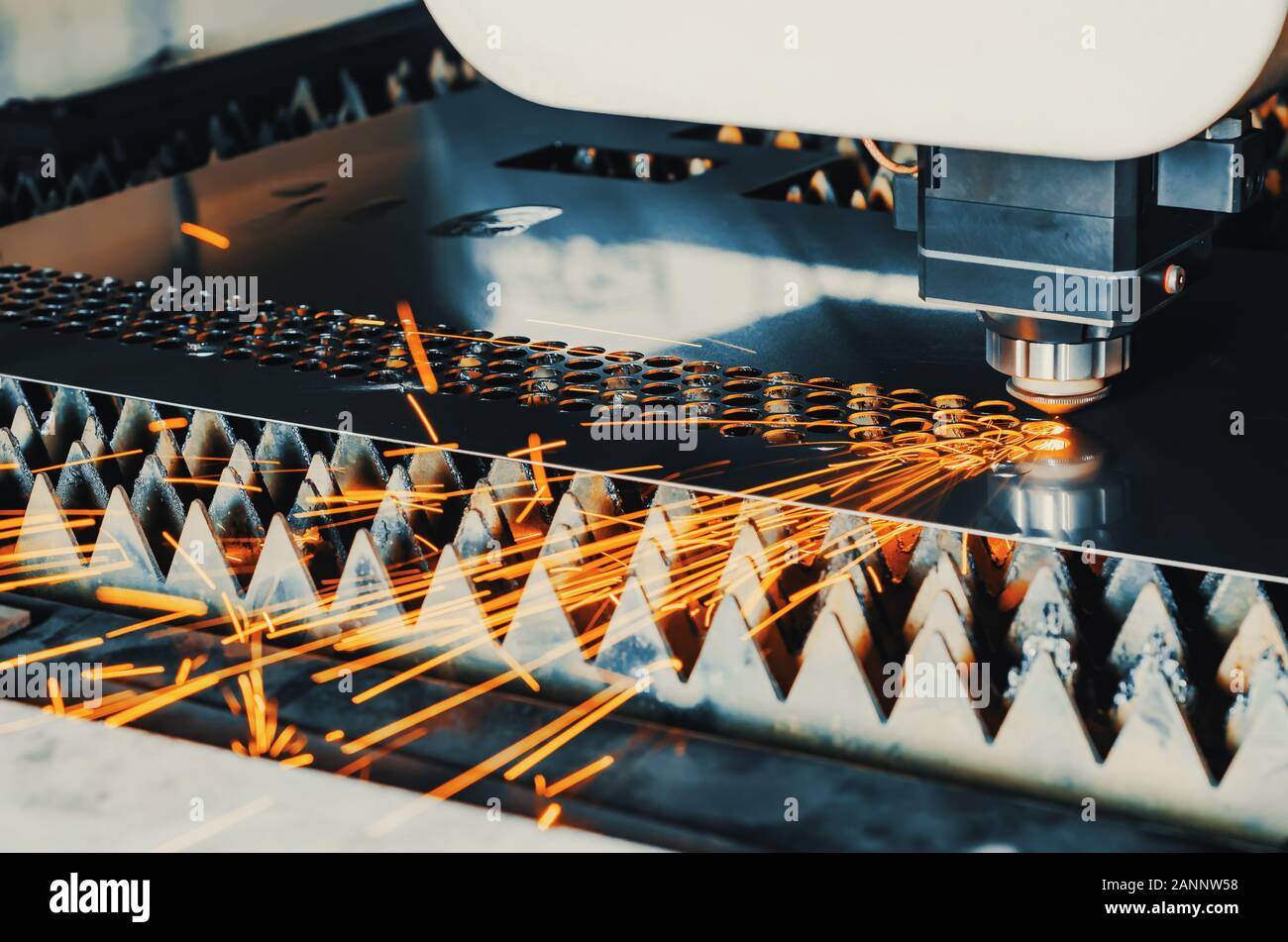 High precision CNC laser cutting metal sheet Stock Photo - Alamy