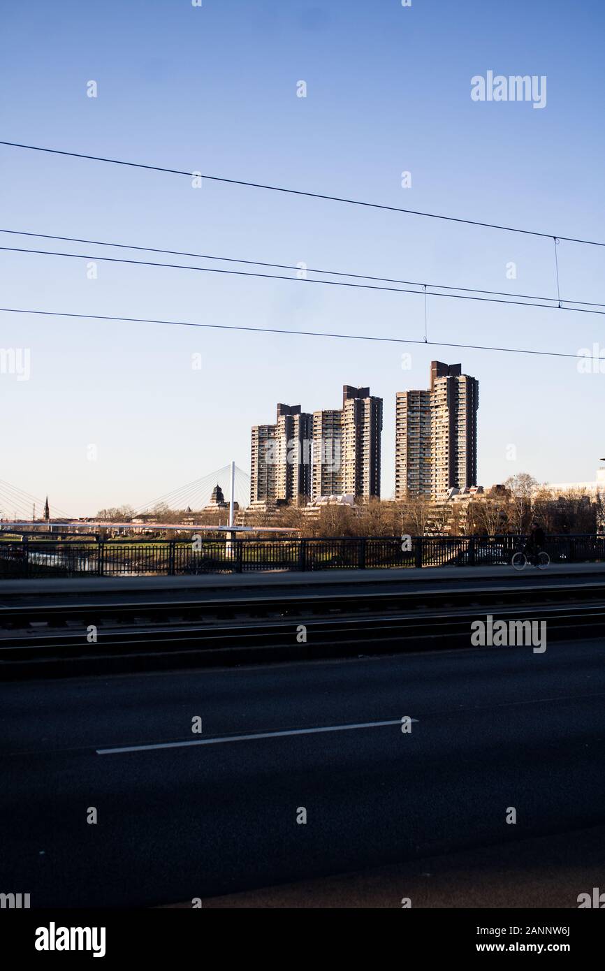 three buildings in the suburbs Stock Photo