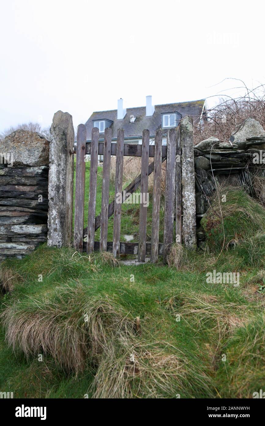 Wooden garden gate, Newport, Pembrokeshire Stock Photo