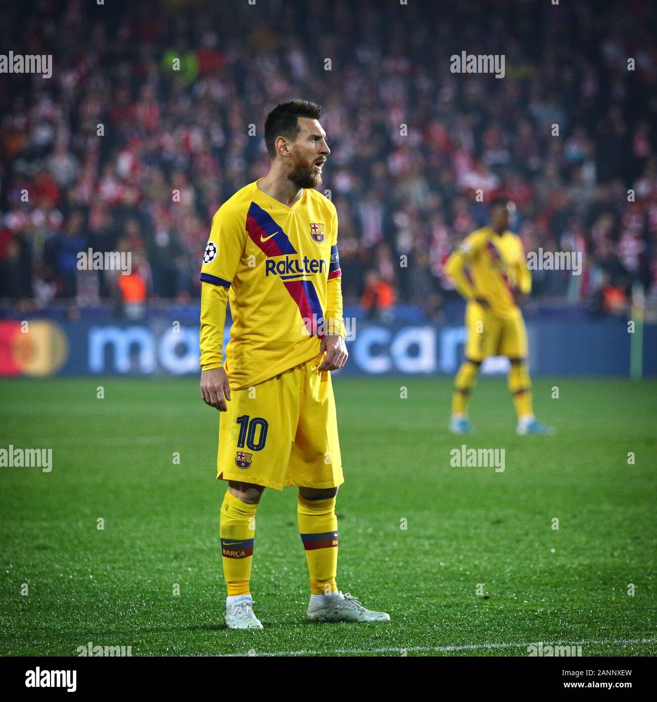 PRAGUE, CZECHIA - OCTOBER 23, 2019: Lionel Messi of Barcelona in action during the UEFA Champions League game against Slavia Praha at Eden Arena in Prague, Czech Republic. Barcelona won 2-1 Stock Photo