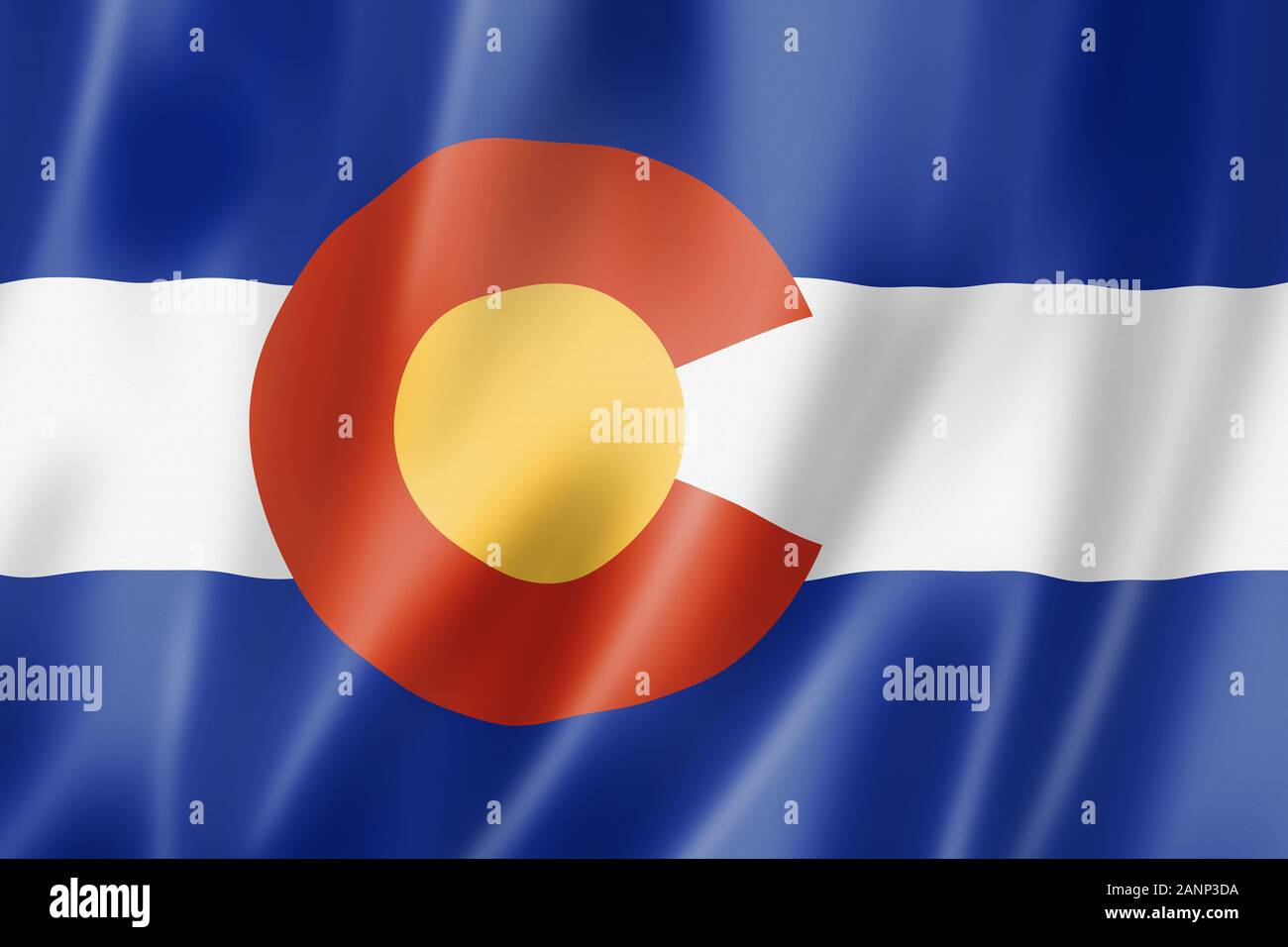 Colorado flag, united states waving banner collection. 3D illustration