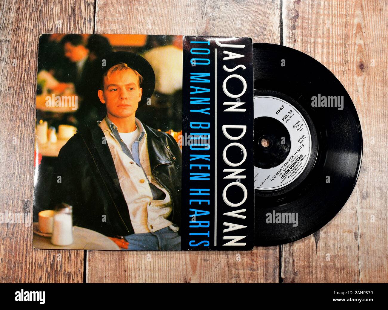 Jason Donovan 7inch single, Too many broken hearts Stock Photo - Alamy