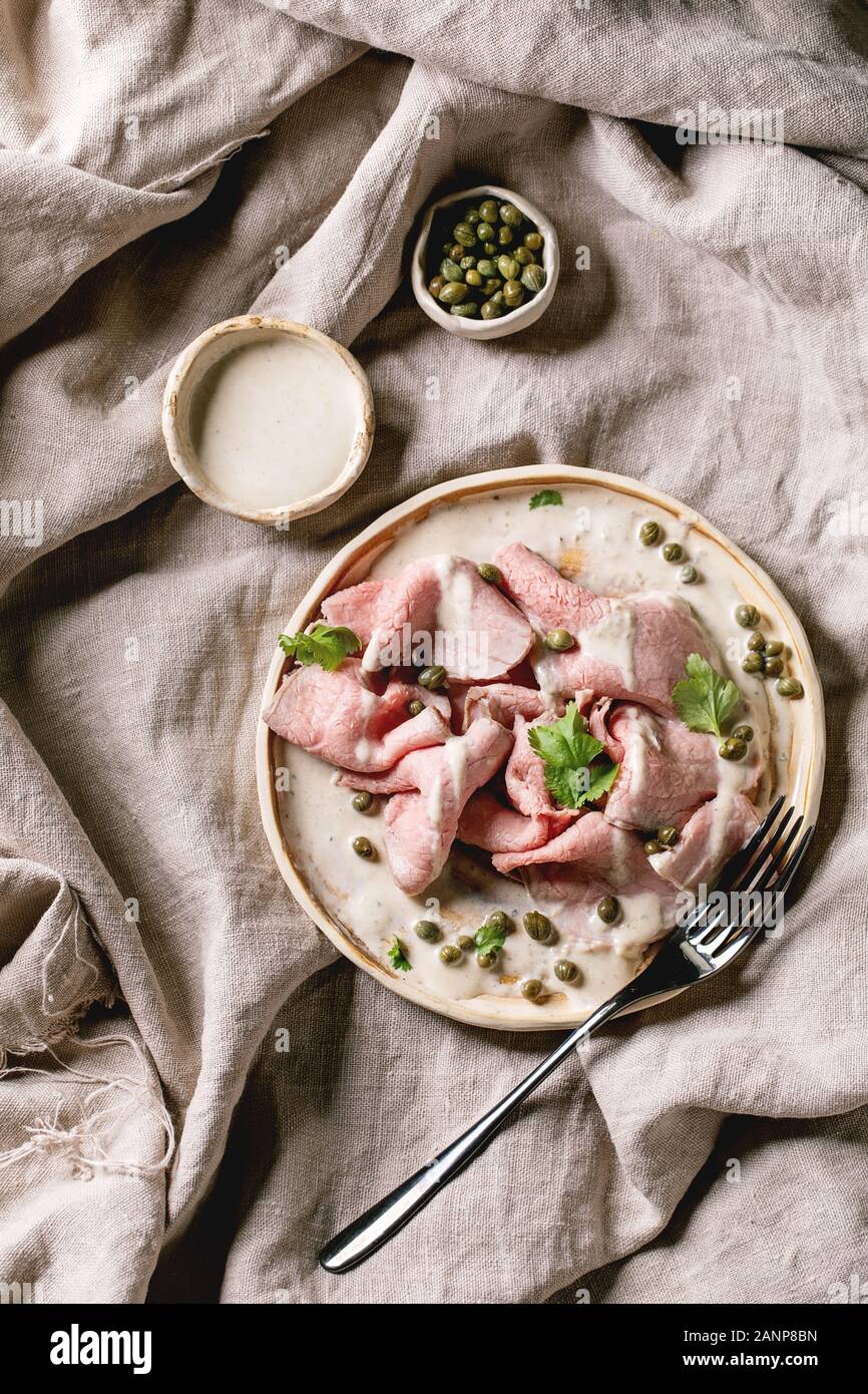 Vitello tonnato sliced veal Stock Photo Alamy