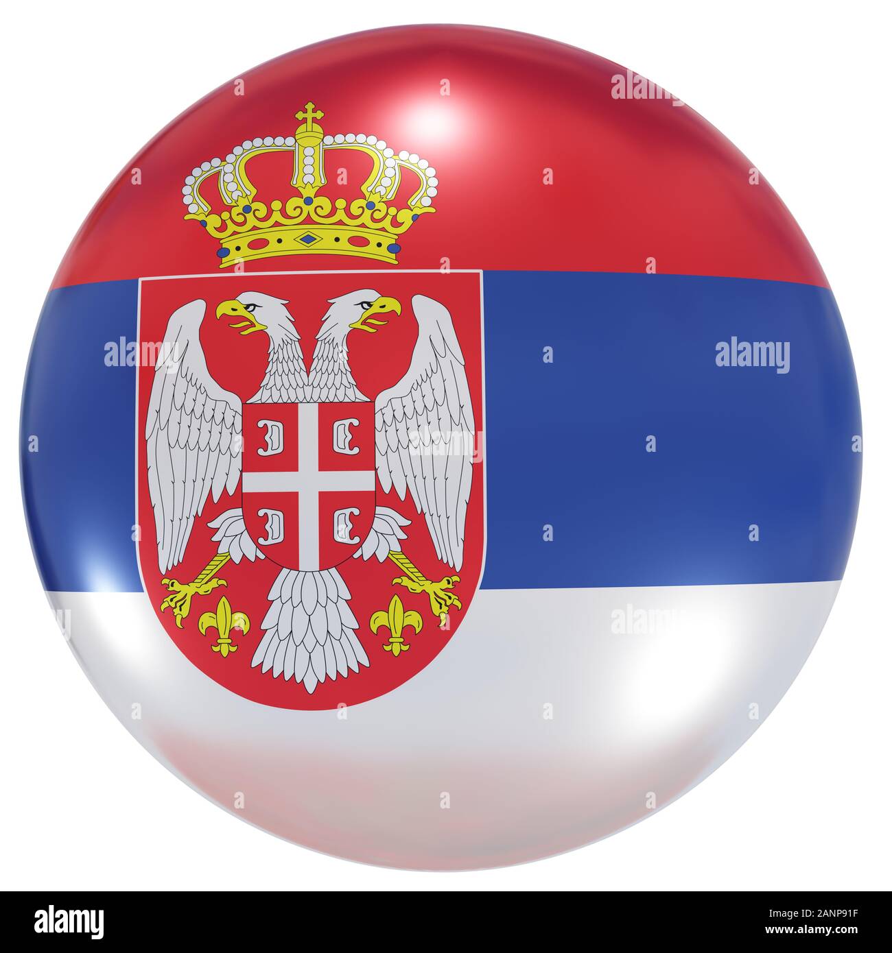 3d rendering of a Serbia national flag on a circle icon isolated on white background Stock Photo