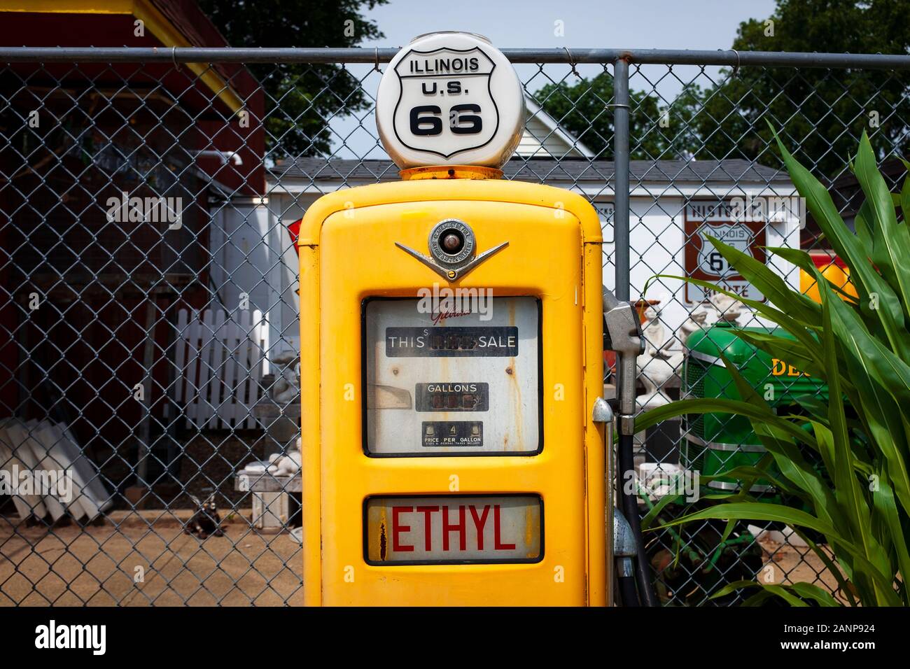 Williamsville, Illinois, USA July 5, 2014 Detail of a vintage gas