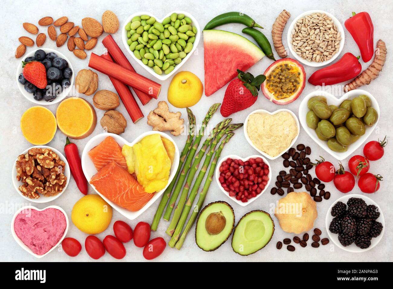 Healthy heart super food with health foods high in fibre, antioxidants ...