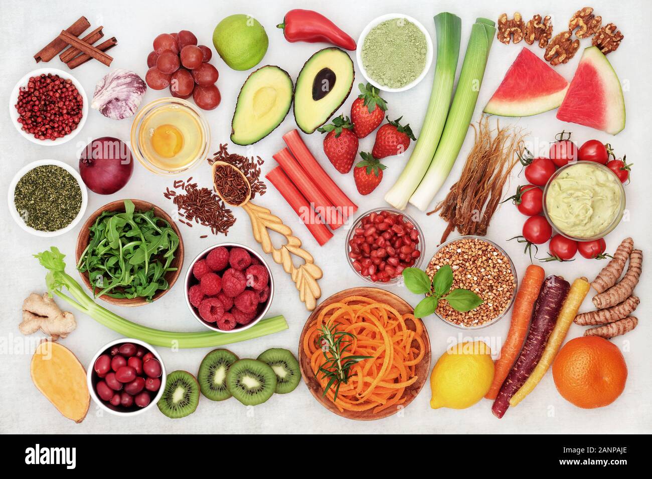 Super food collection for good health with health foods high in