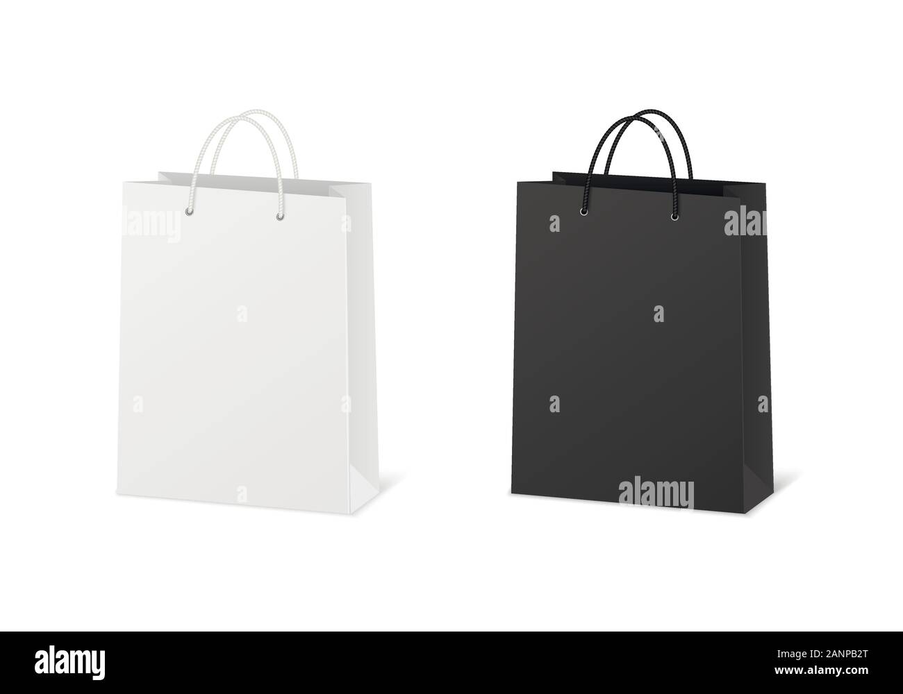 Empty white shopping paper bag. Isolated vector illustration realistic ...