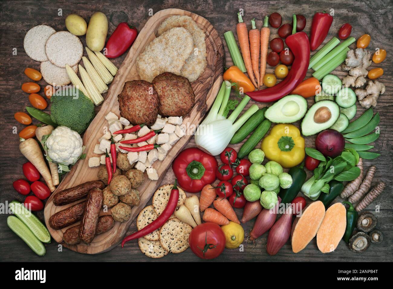 Healthy vegan super food diet with health foods of quorn meat