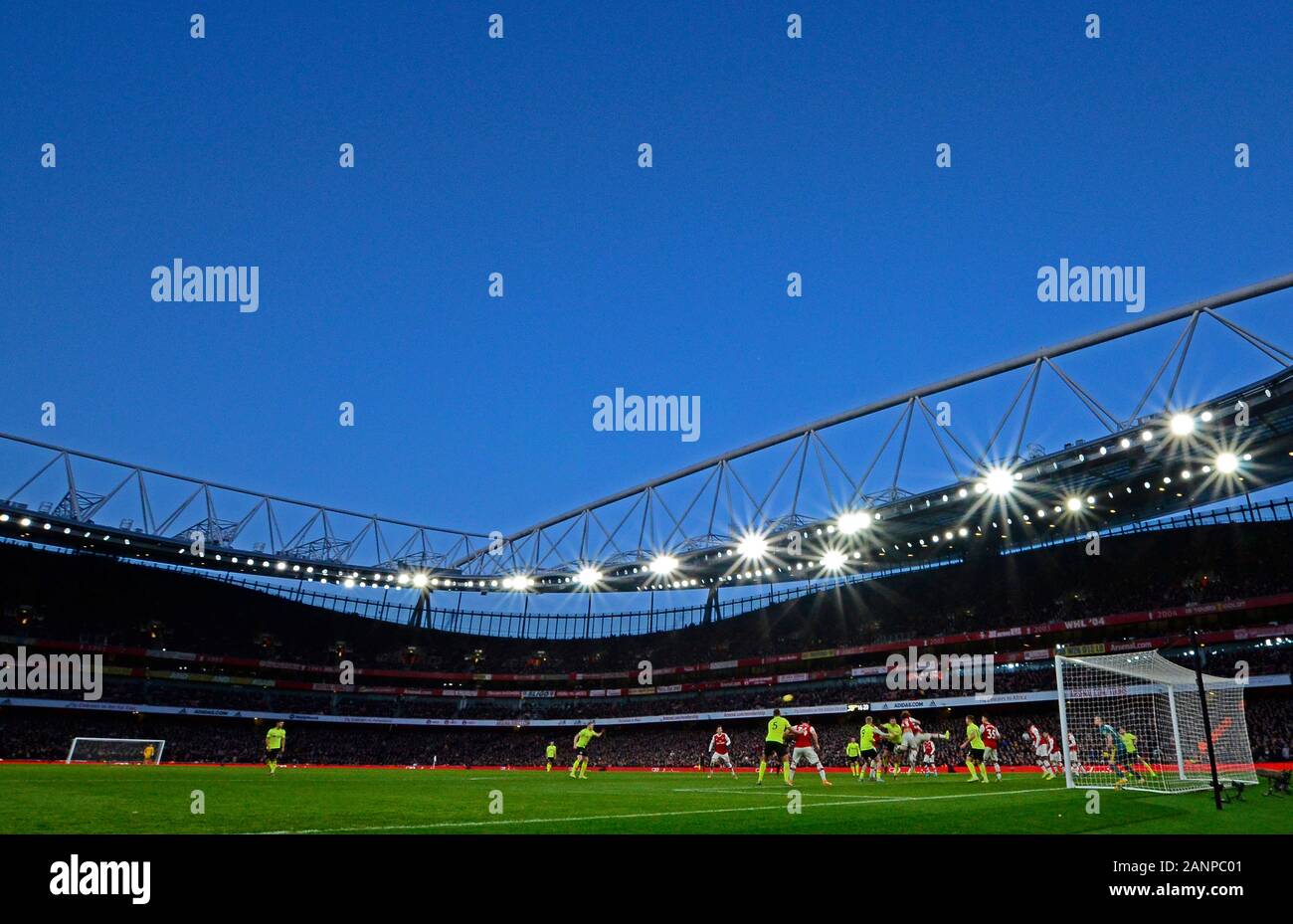 LONDON, ENGLAND - JANUARY 18, 2020: Players pictured during the 2019/20 Premier League game between Arsenal FC and Sheffield United FC at Emirates Stadium. Stock Photo