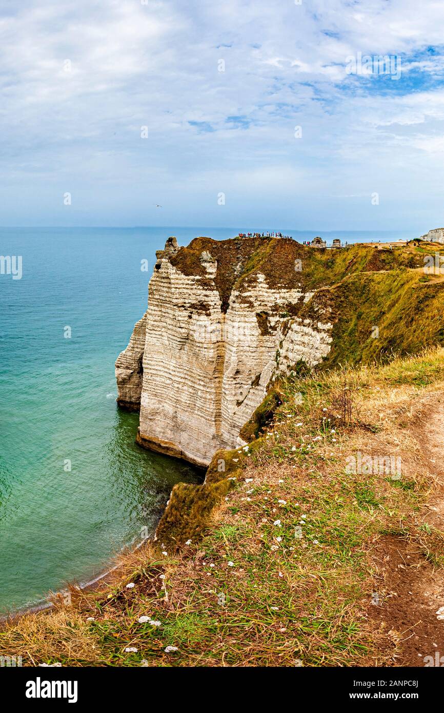 View of natural chalk cliffs of Etretat Stock Photo - Alamy