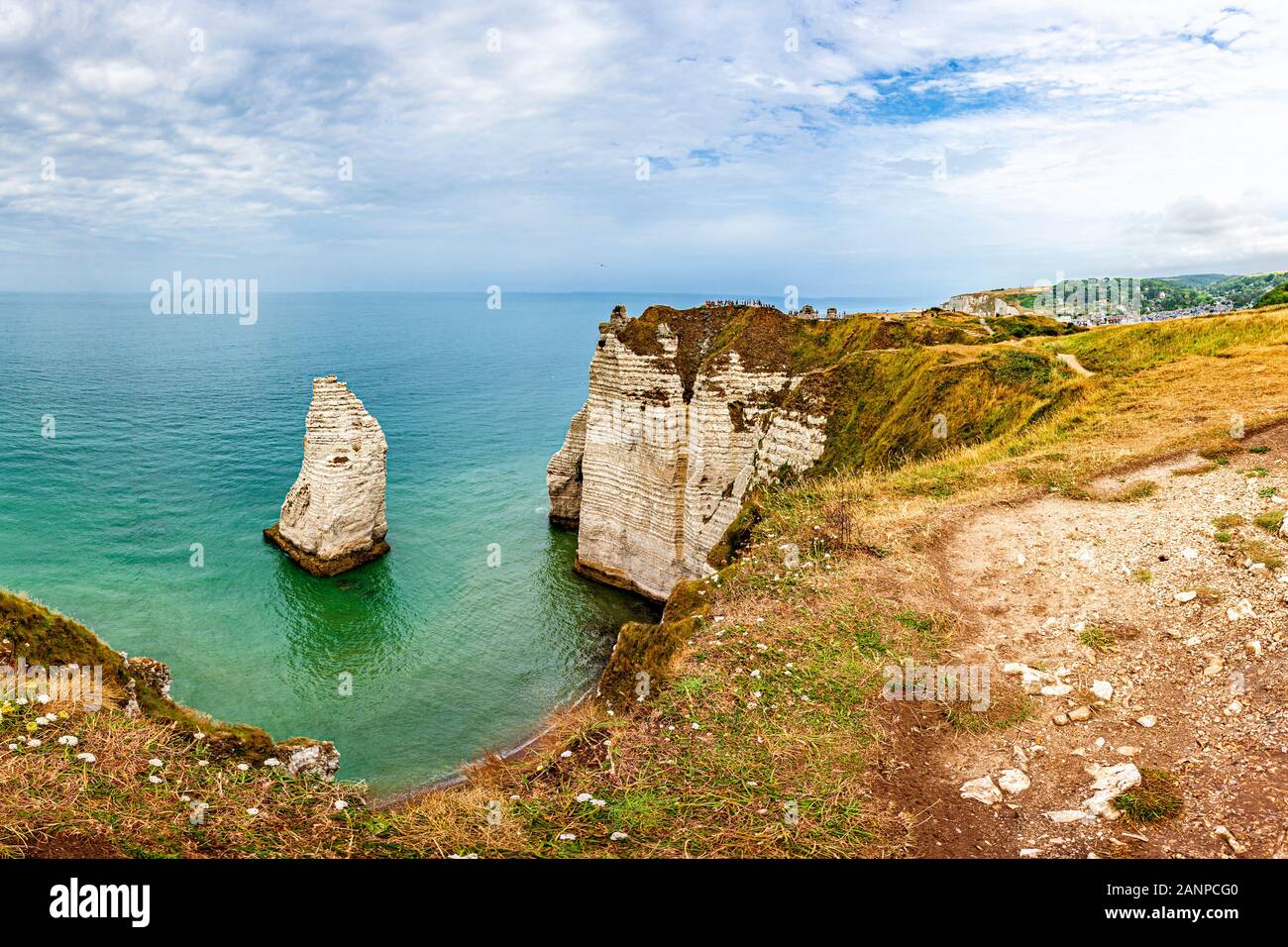 View of natural chalk cliffs of Etretat Stock Photo - Alamy