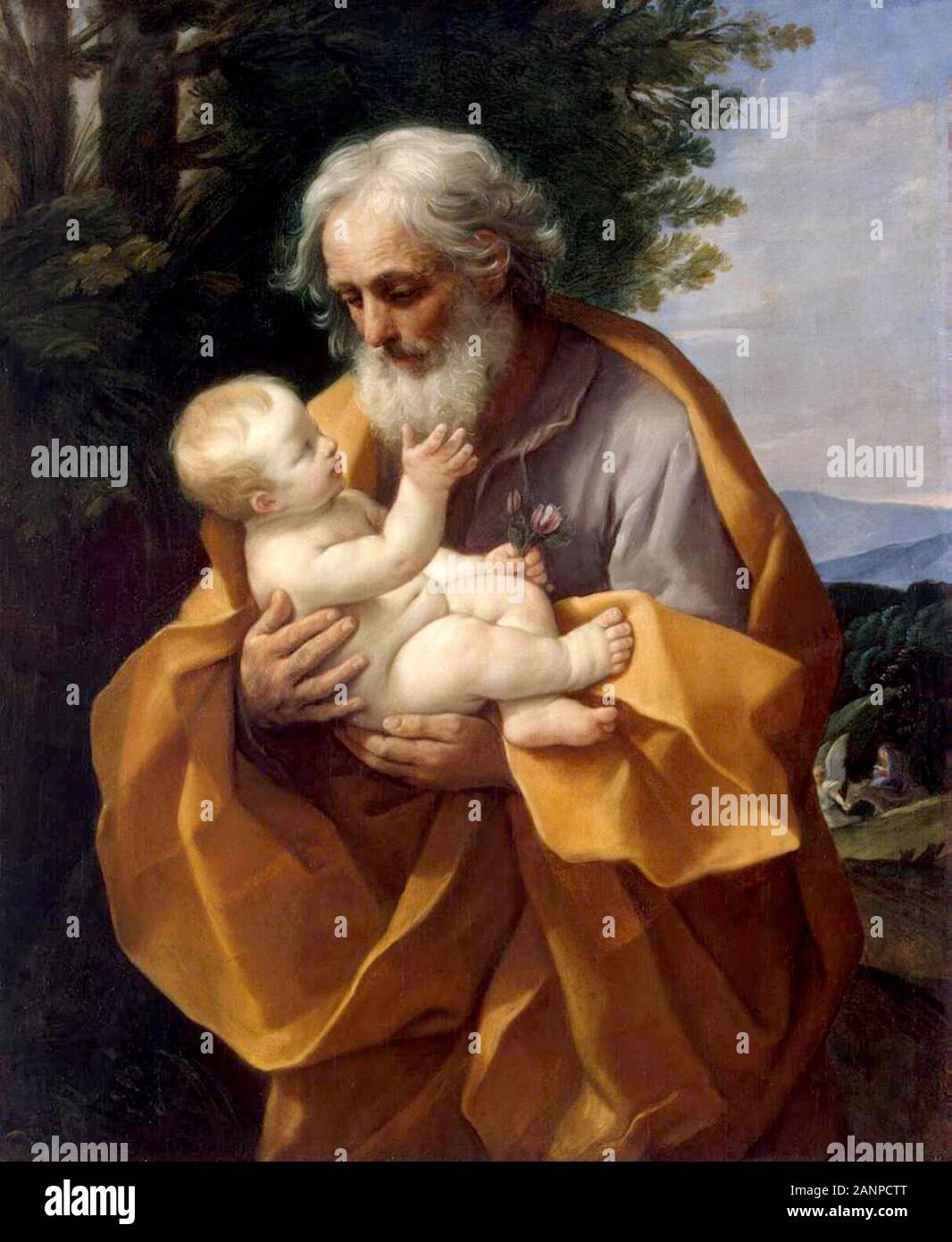 St Joseph with the Infant Jesus by Guido Reni Stock Photo