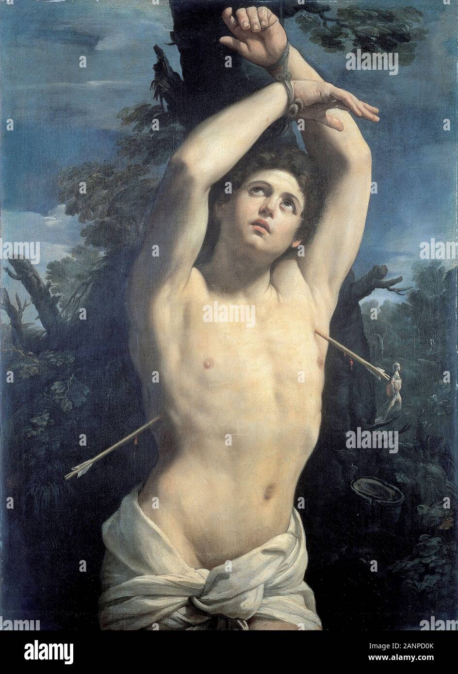 Saint Sebastian, 1615 by Guido Reni. Saint Sebastian (c. AD 256 – 288) was an early Christian saint and martyr. Stock Photo