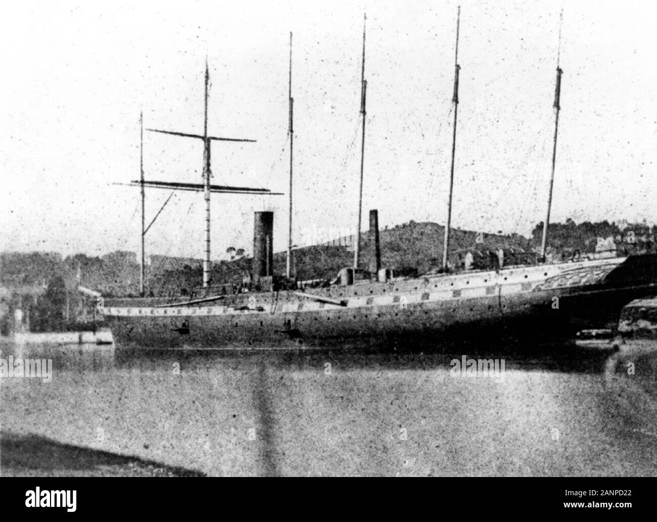 Fitting out of SS Great Britain in the Bristol Floating Harbour, April 1844. This historic photograph by William Talbot is believed to be the first ever taken of a ship Stock Photo