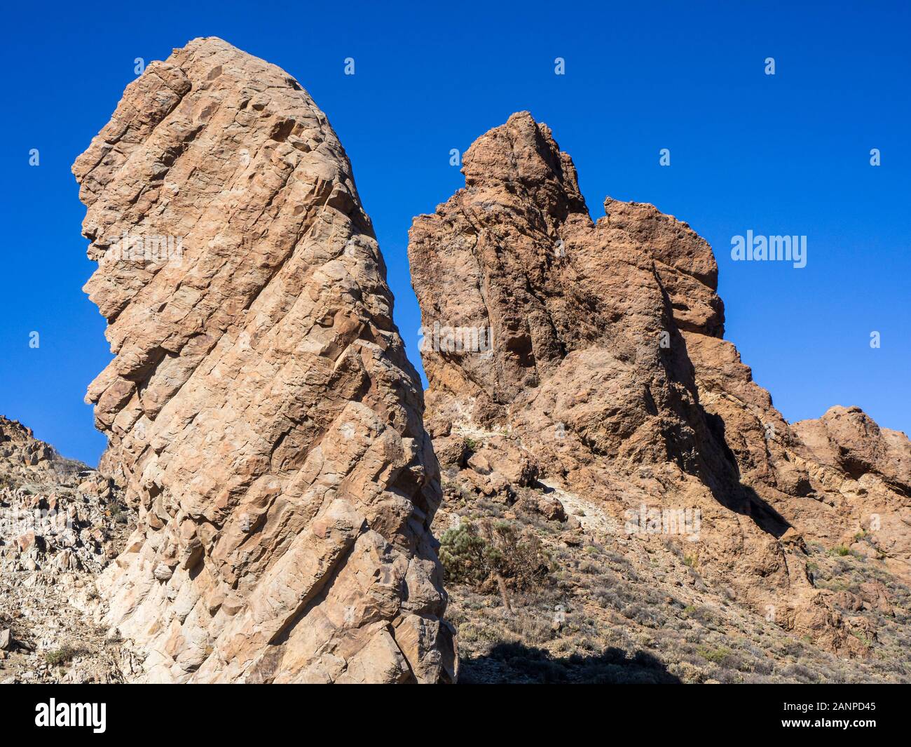 Interesting rock formations at Roques de Garcia in the Teide National Park, Tenerife, Canary Islands Stock Photo