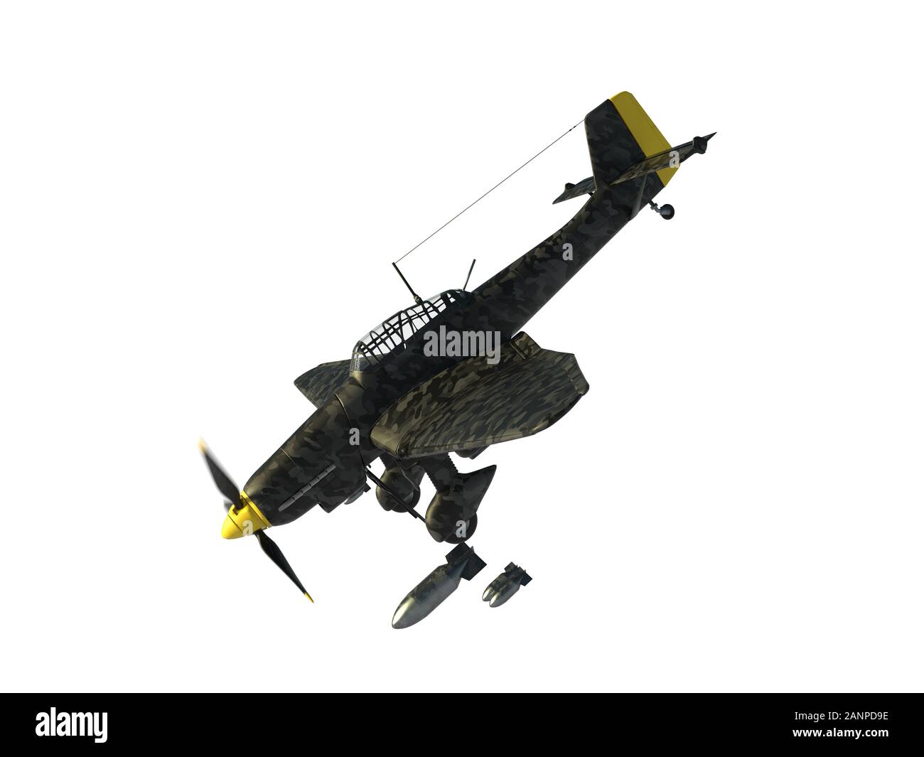 3D rendering of a world war two german dive bomber diving Stock Photo