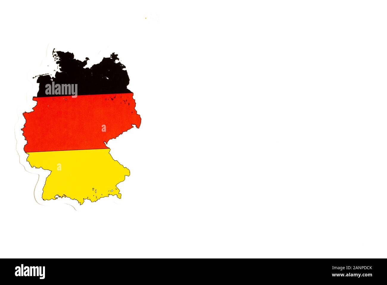 Los Angeles, California, USA - 17 January 2020: National flag of Germany. Country outline on white background with copy space. Politics illustration Stock Photo