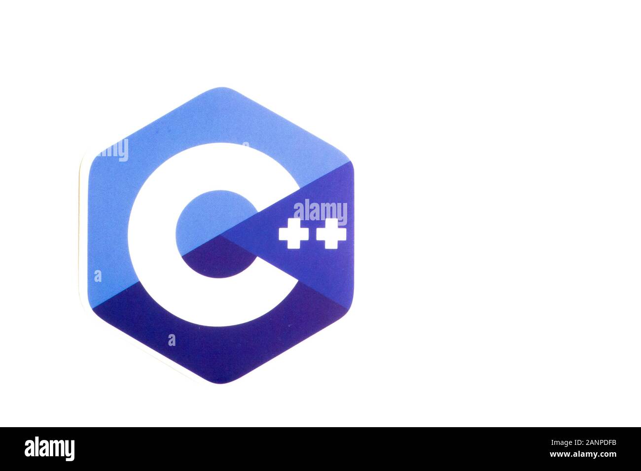 Los Angeles, California, USA - 17 January 2020: C++ logo with copy space, Illustrative Editorial Stock Photo