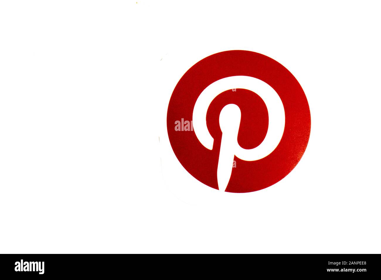 Los Angeles, California, USA - 17 January 2020: Pinterest logo with copy space, Illustrative Editorial Stock Photo