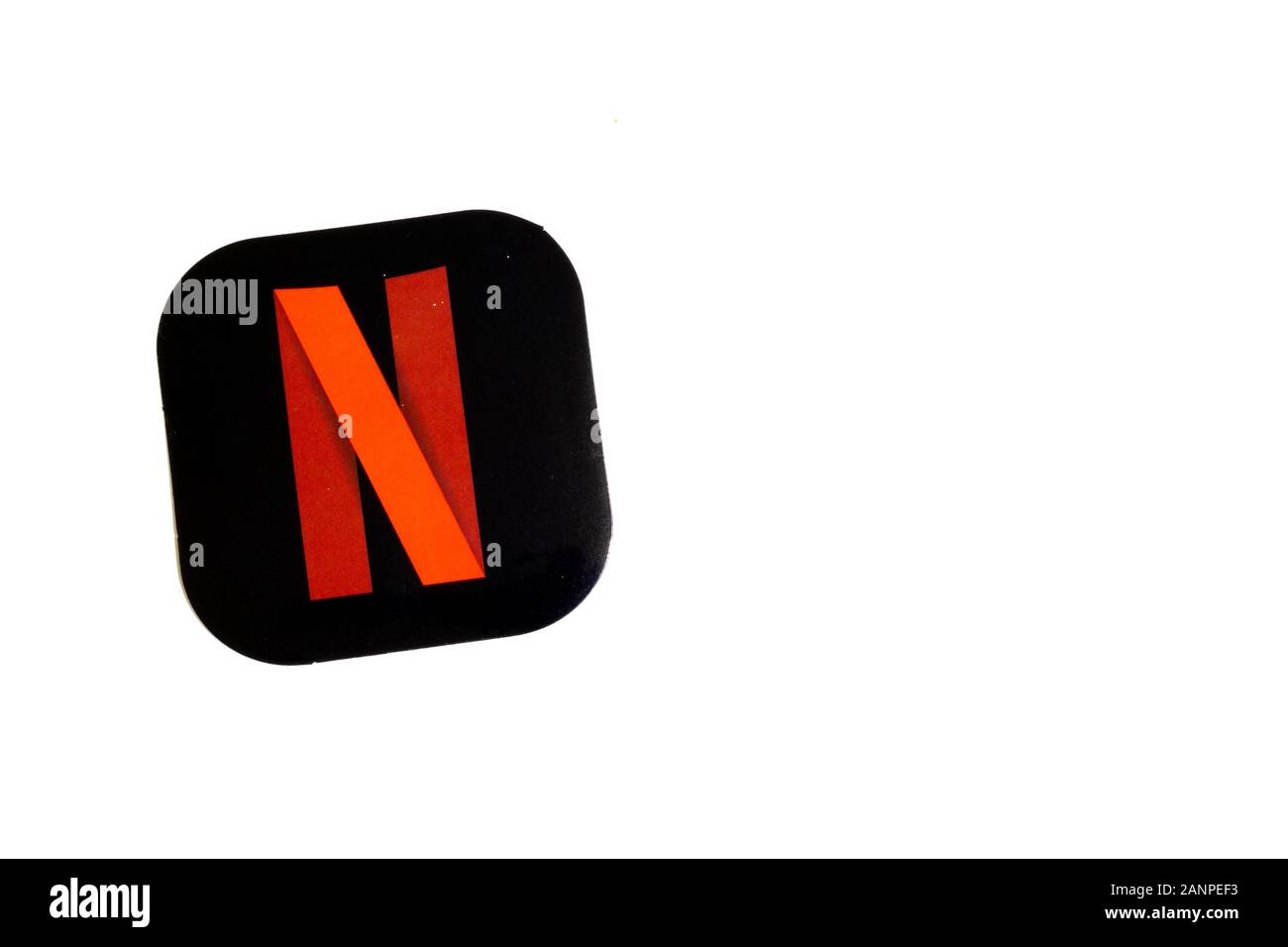 Los Angeles, California, USA - 17 January 2020: Netflix logo with copy space, Illustrative Editorial Stock Photo