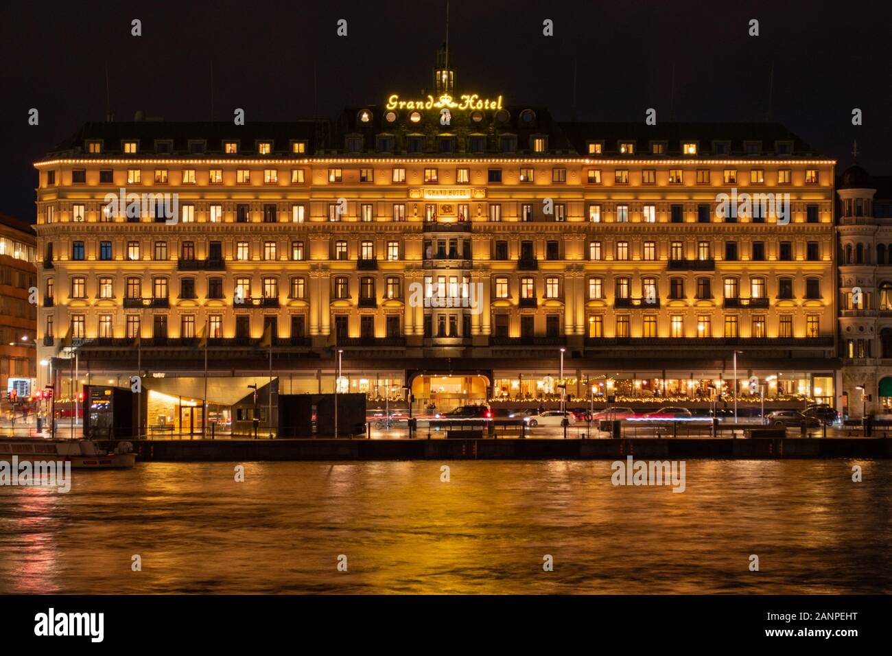 Grand Hotel Stockholm waterfront at night, Stockholm, Sweden, Europe Stock  Photo - Alamy