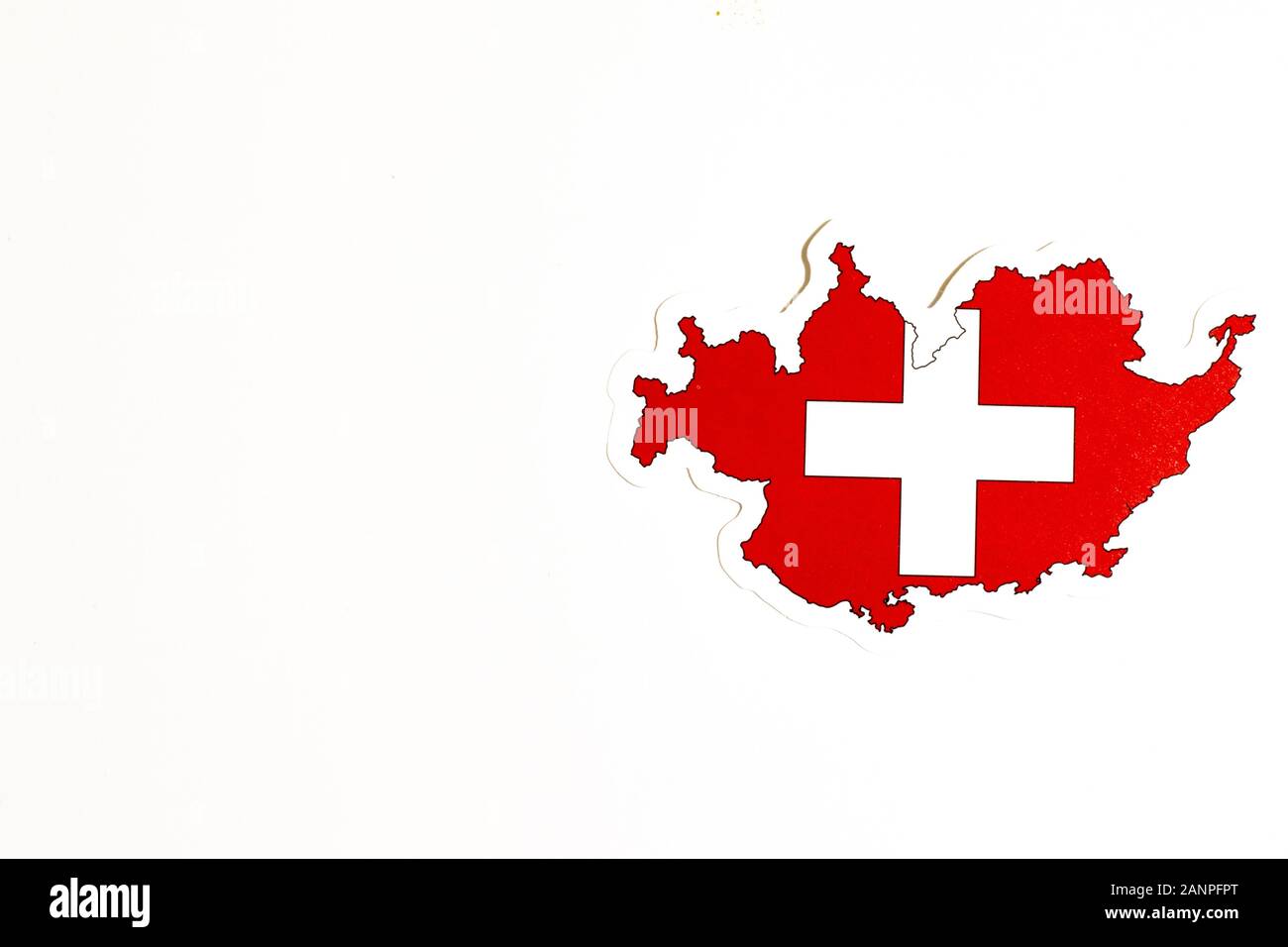 Los Angeles, California, USA - 17 January 2020: National flag of Switzerland. Country outline on white background with copy space. Politics Stock Photo