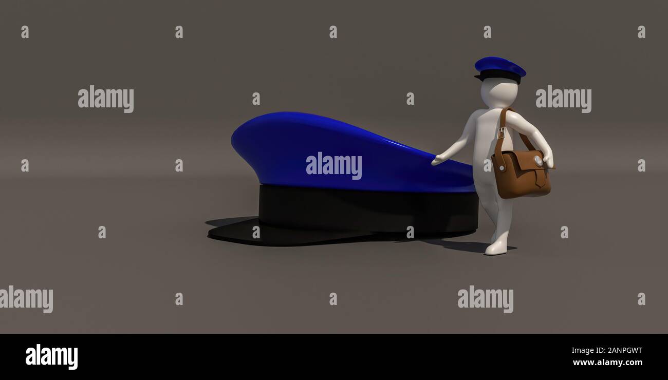 3d rendering of the White character is Postman Stock Photo