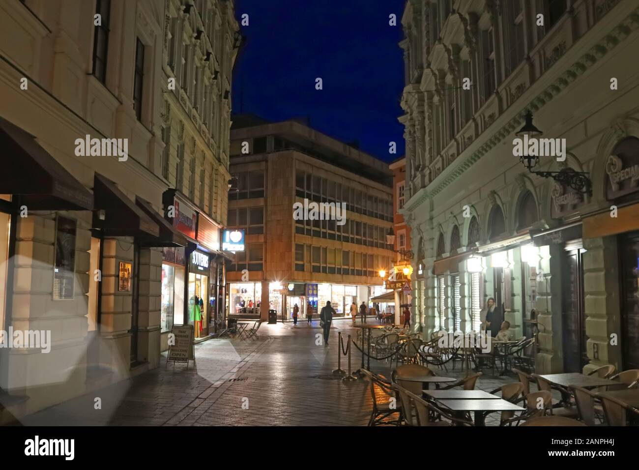 BRATISLAVA, SLOVAKIA - SEPTEMBER 02, 2019: View of Rybarska brana at night Stock Photo