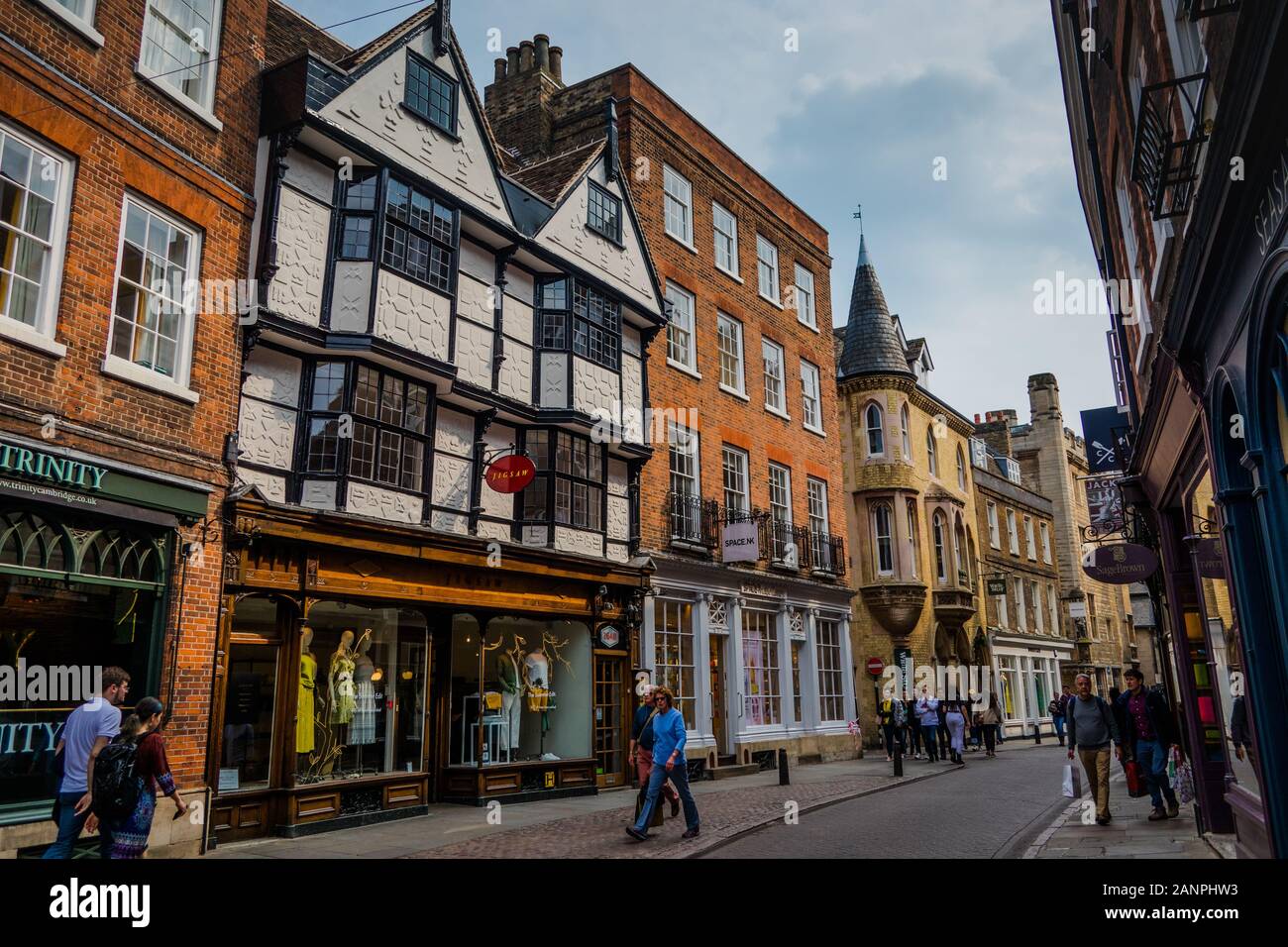 Old historical buildings in Trinity Street Cambridge England Stock Photo