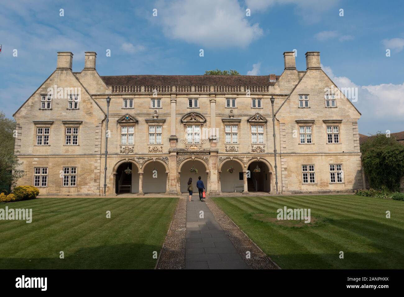 Pepys library building of Magdalene College, Cambridge a personal library collected by Samuel Pepys. He bequeathed to the college at his death in 1703 Stock Photo