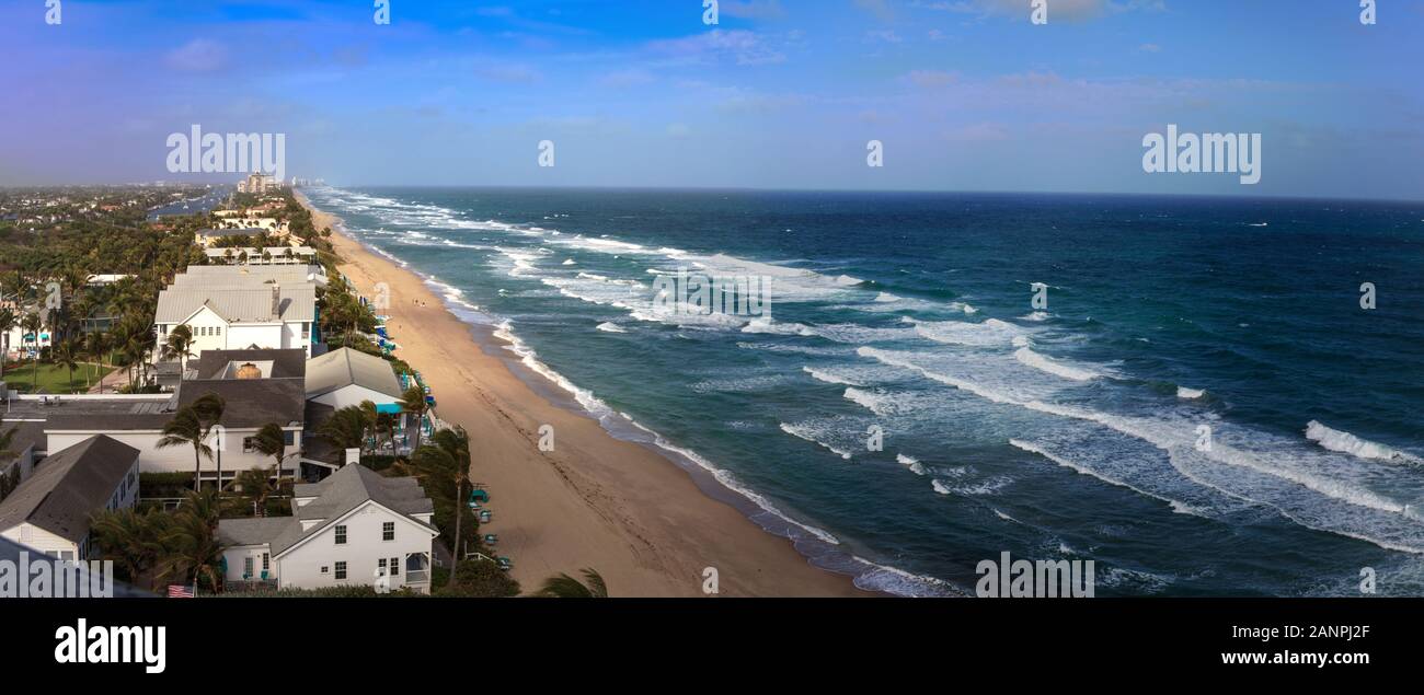 Aerial view of Hillsboro Beach in Pompano Beach, Florida. Stock Photo