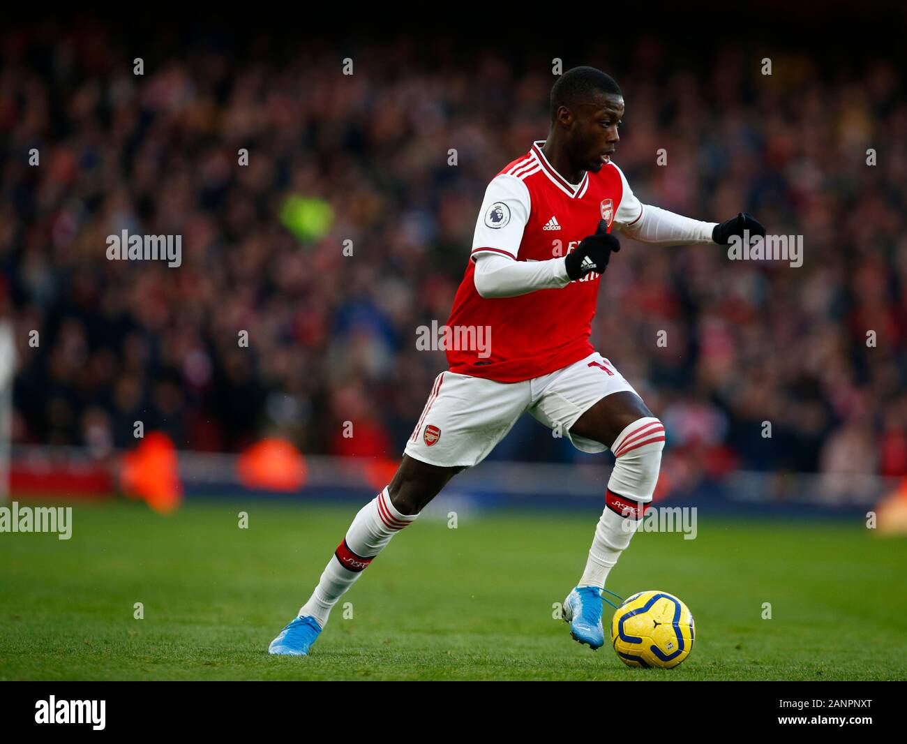 The Emirates Stadium, London, UK. 18th Jan 2020. Nicolas Pepe of Arsenal during English Premier League match between Arsenal and Sheffield United on January 18 2020 at The Emirates Stadium, London, England. Photo by AFS/Espa-Images) Stock Photo