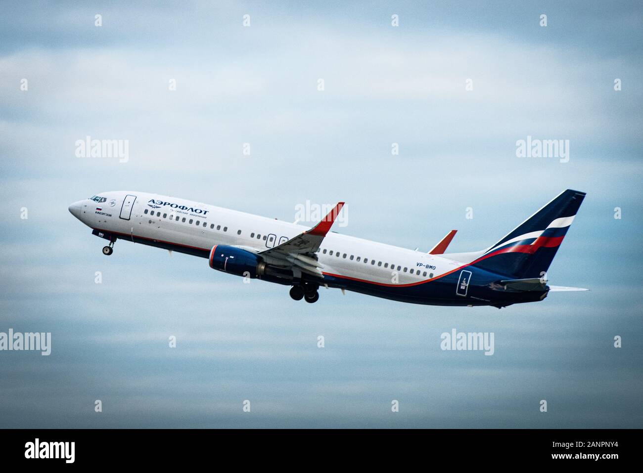 October 29, 2019, Moscow, Russia. Plane  Boeing 737-800 Aeroflot - Russian Airlines at Sheremetyevo airport in Moscow. Stock Photo