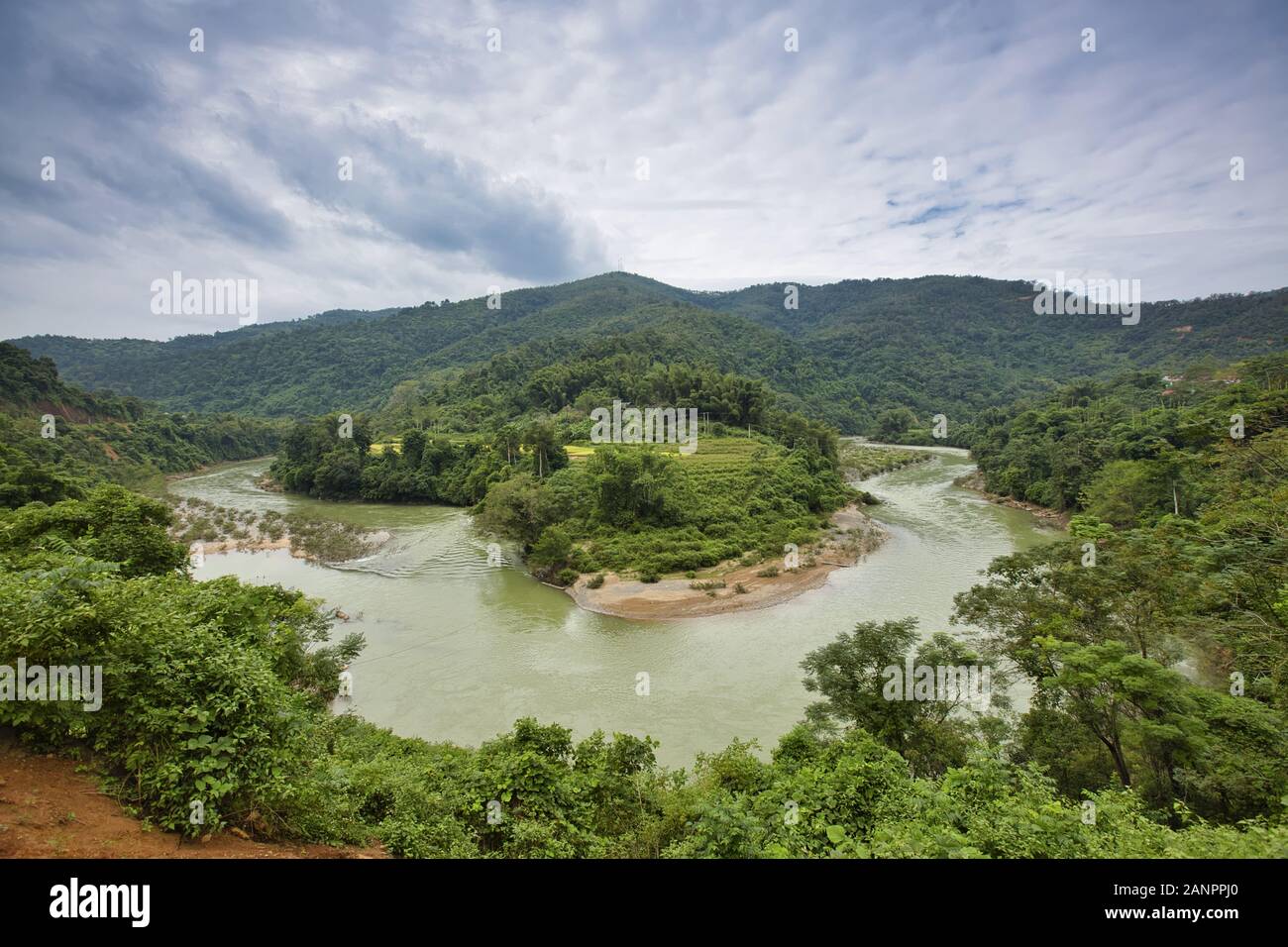 a river bend in Cao Bang Province, Vietnam Stock Photo