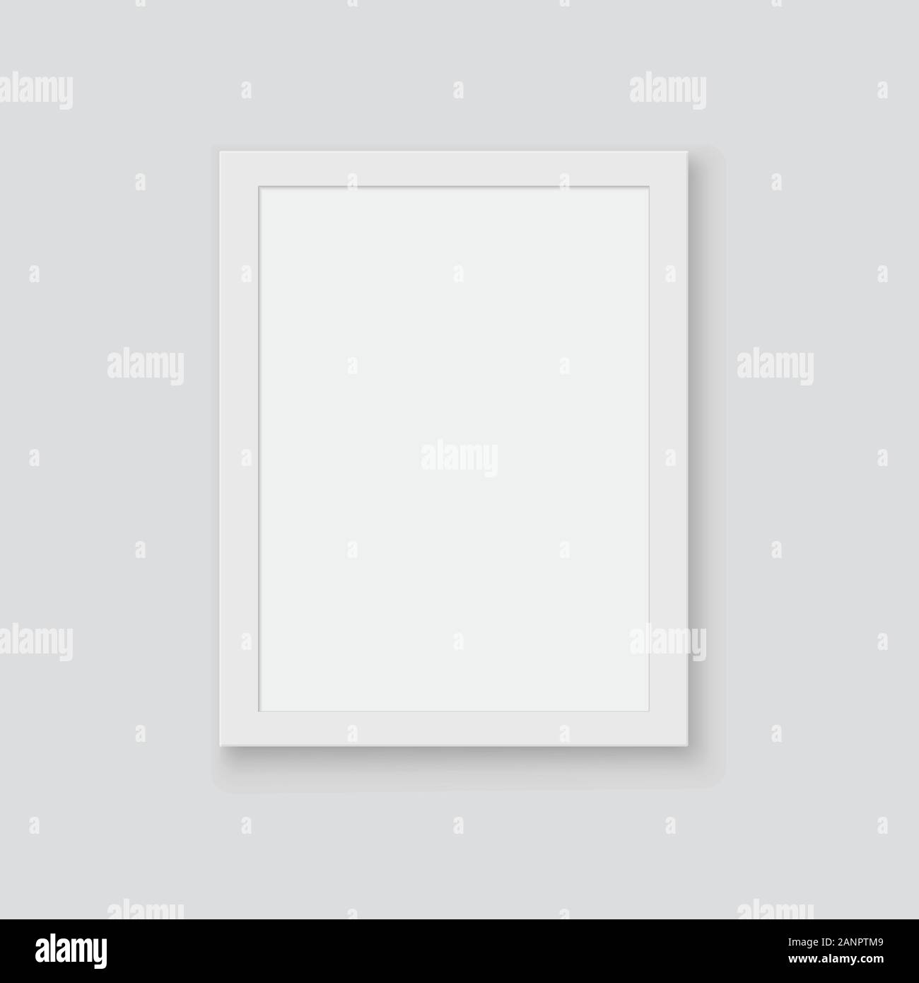 Detailed realistic design template poster. Empty white A4 sized paper mockup hanging with clips. Vector illustration. Stock Vector