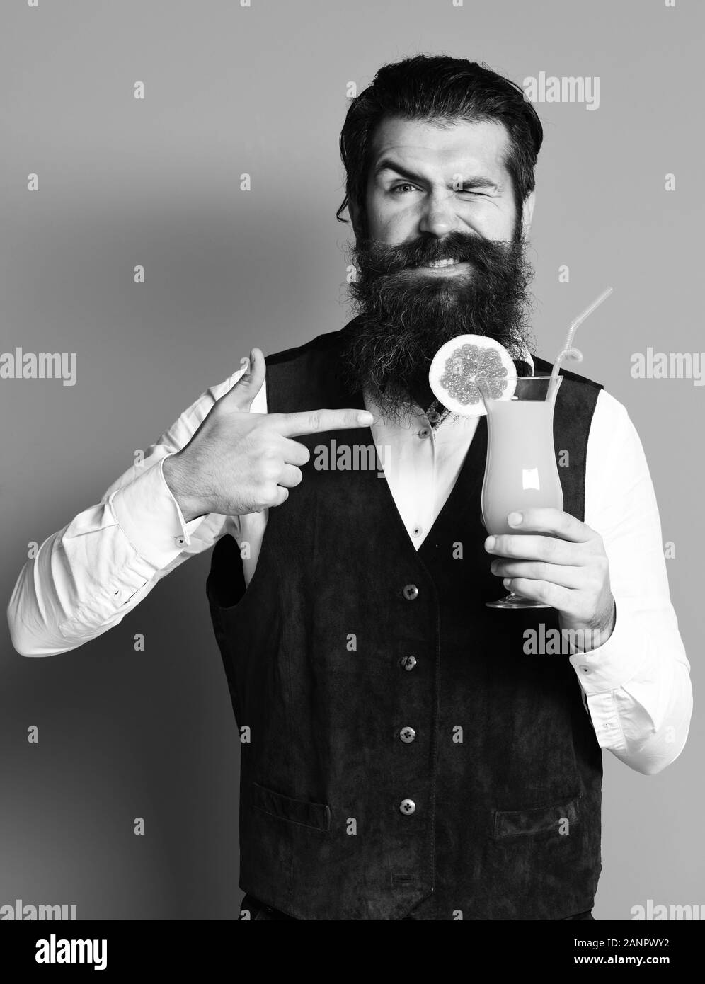 Handsome Bearded Man With Long Beard And Mustache Has Stylish Hair