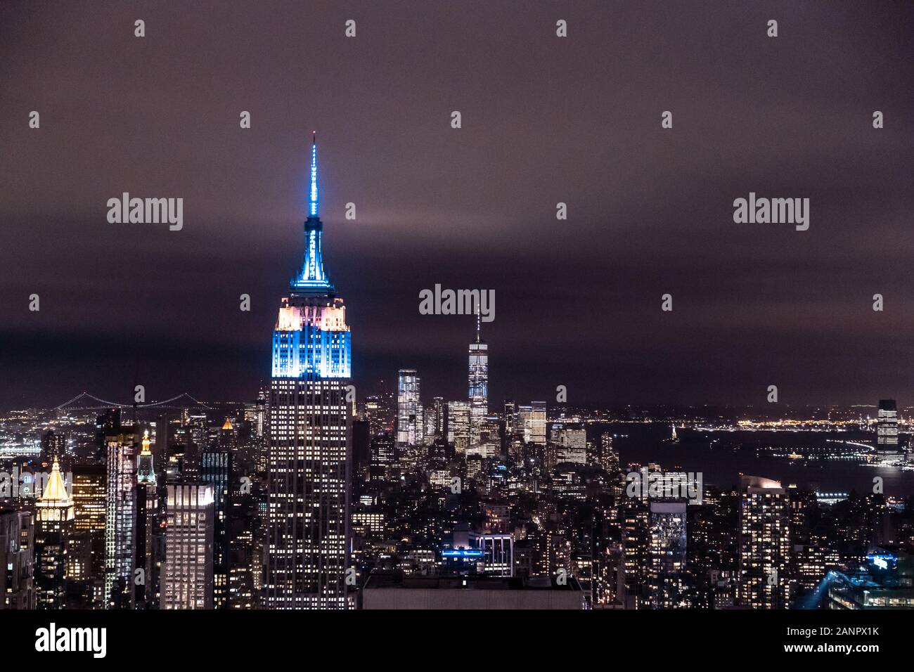 New York, New York, USA night skyline, view from the Empire State building in Manhattan, night skyline of New York. photography Stock Photo