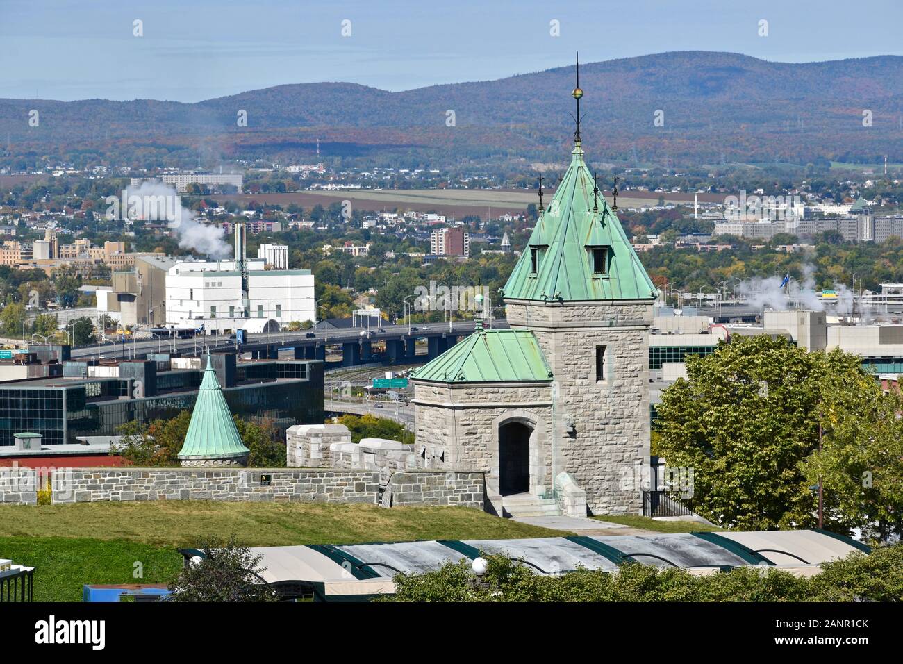 The walls, gates, and fortifications of Old Quebec City Stock Photo